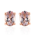 Premium Pink Morganite Solitaire Stud Earrings in Vermeil Rose Gold Over Sterling Silver 0.90 ctw - Sticky add to cart bar