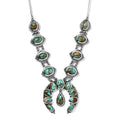 Artisan Crafted Royston Turquoise Squash Blossom Necklace, 18 Inch Necklace in Black Oxidized Sterling Silver, Turquoise Jewelry, Gifts For Her 18.85 ctw - Sticky add to cart bar