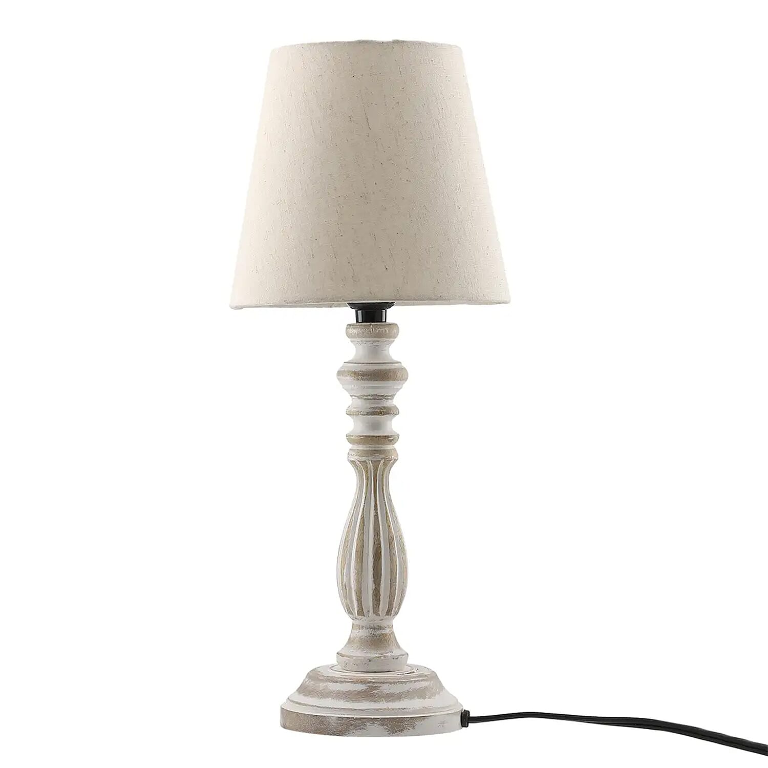 Nakkashi Handcarved Mango wood Table lamp with shade UL Color: Ivory Size: 5x5x17