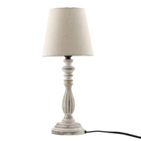 Nakkashi Handcarved Mango wood Table lamp with shade UL Color: Ivory Size: 5x5x17
