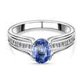 Luxoro 10K White Gold Premium Ceylon Blue Sapphire and G-H I3 Diamond Ring 1.20 ctw - Sticky add to cart bar