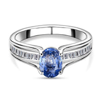 Luxoro 10K White Gold Premium Ceylon Blue Sapphire and G-H I3 Diamond Ring 1.20 ctw