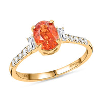 Certified & Appraised Luxoro 14K Yellow Gold AAA Songea Sapphire and I2 Diamond Ring 1.25 ctw