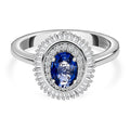 Luxoro 10K White Gold Premium Ceylon Blue Sapphire and Diamond Ring 1.25 ctw - Sticky add to cart bar