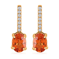 Certified & Appraised Luxoro 14K Yellow Gold AAA Songea Sapphire and I2 Diamond Earrings 2.15 ctw