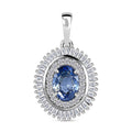 Luxoro 10K White Gold Premium Ceylon Blue Sapphire and Diamond Double Halo Pendant 1.20 ctw - Sticky add to cart bar