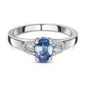 Ceylon Blue Sapphire, White Zircon Ring in Platinum Over Sterling Silver (Size 10.0) 1.35 ctw - Sticky add to cart bar