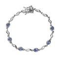 Ceylon Blue Sapphire Braided Bracelet in Platinum Over Sterling Silver (6.50 In) (Del. in 7-10 Days) 2.85 ctw - Sticky add to cart bar