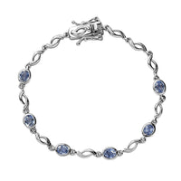 Ceylon Blue Sapphire Braided Bracelet in Platinum Over Sterling Silver (6.50 In) (Del. in 7-10 Days) 2.85 ctw
