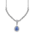 Ceylon Blue Sapphire and White Zircon Necklace 18-20 Inches in Platinum Over Sterling Silver 1.40 ctw - Sticky add to cart bar