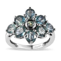 Natural Parti Sapphire Floral Ring in Platinum Over Sterling Silver (Size 5.0) 3.50 ctw - Sticky add to cart bar