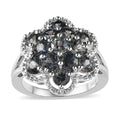Natural Parti Sapphire Floral Ring in Platinum Over Sterling Silver (Size 6.0) 2.75 ctw - Sticky add to cart bar