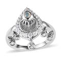 Ethiopian Welo Opal and White Zircon Celestial Charms Ring in Platinum Over Sterling Silver (Size 6.0) 0.60 ctw - Sticky add to cart bar