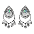Ethiopian Welo Opal and White Zircon Chandelier Statement Charms Earrings in Platinum Over Sterling Silver 1.10 ctw - Sticky add to cart bar
