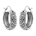 Bali Legacy Sterling Silver Frangipani Flower Hoop Earrings 11.65 Grams - Sticky add to cart bar