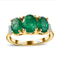 Luxoro 14K Yellow Gold AAA Kagem Zambian Emerald and G-H I3 Diamond Ring 2.75 ctw (Del. in 7-10 Days) - Sticky add to cart bar