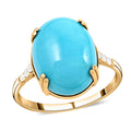 Certified & Appraised Luxoro 10K Yellow Gold AAA Sleeping Beauty Turquoise and I2 Diamond Ring 8.00 ctw (Del. in 7-10 Days) - Sticky add to cart bar