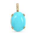 Certified & Appraised Luxoro 10K Yellow Gold AAA Sleeping Beauty Turquoise and I2 Diamond Pendant 8.00 ctw - Sticky add to cart bar