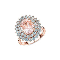 Certified & Appraised Luxoro 14K Rose Gold AAA Pink Morganite and AAA Santa Maria Aquamarine Floral Ring 4.45 Grams 3.60 ctw (Del. in 12-15 Days)