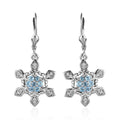 Premium Sky Blue Topaz, Moissanite Lever Back Earrings in Platinum Over Sterling Silver 0.75 ctw - Sticky add to cart bar