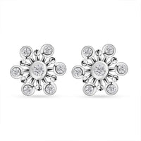 Moissanite Snowflake Stud Earrings in Platinum Over Sterling Silver 0.90 ctw