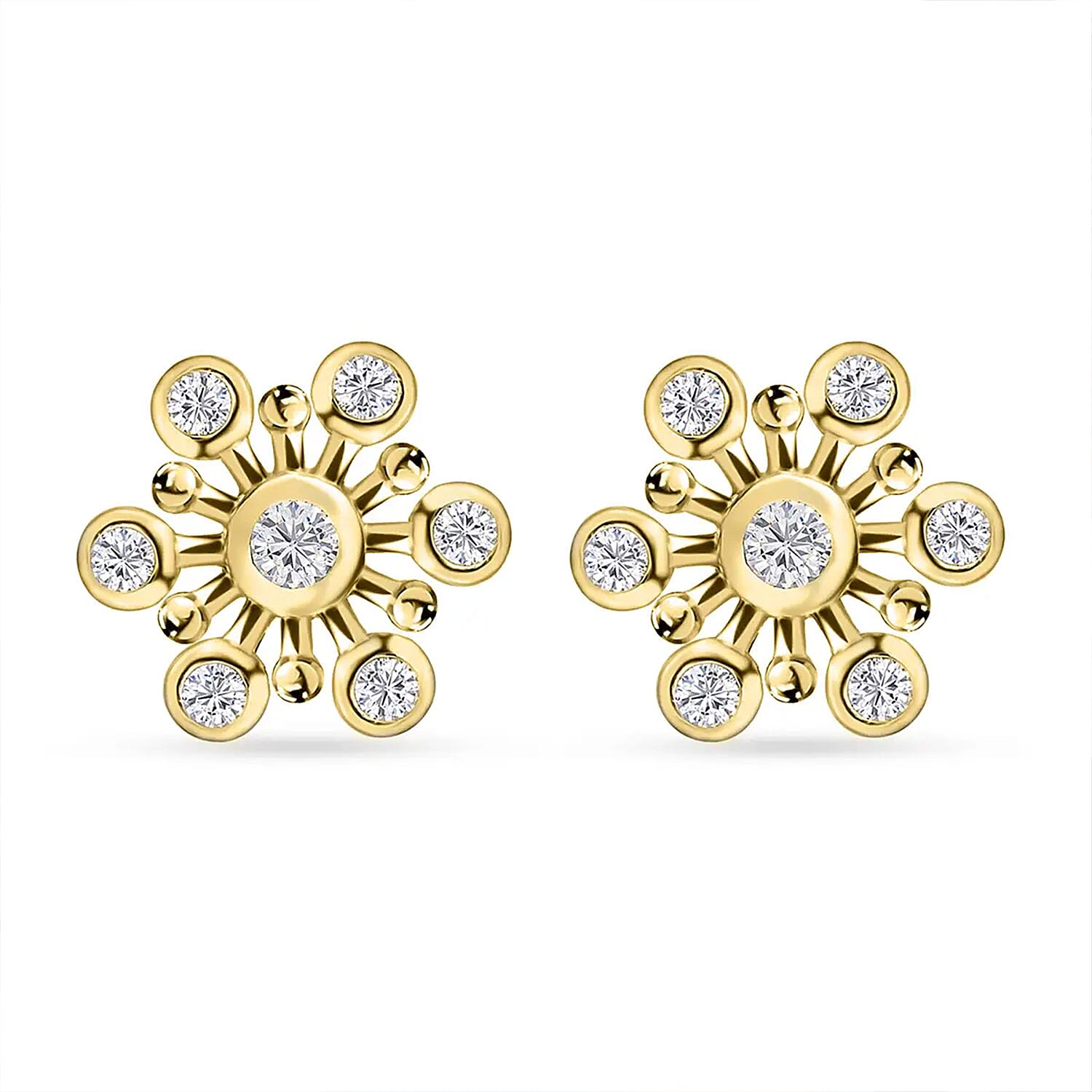Moissanite Snowflake Stud Earrings in Platinum Over Sterling Silver 0.90 ctw