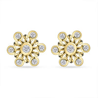 Moissanite Snowflake Stud Earrings in Platinum Over Sterling Silver 0.90 ctw