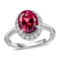 Rhapsody 950 Platinum AAAA Ouro Fino Rubellite and E-F VS2 Diamond Halo Ring 6 Grams 2.35 ctw (Del. in 7-10 Day) - Sticky add to cart bar
