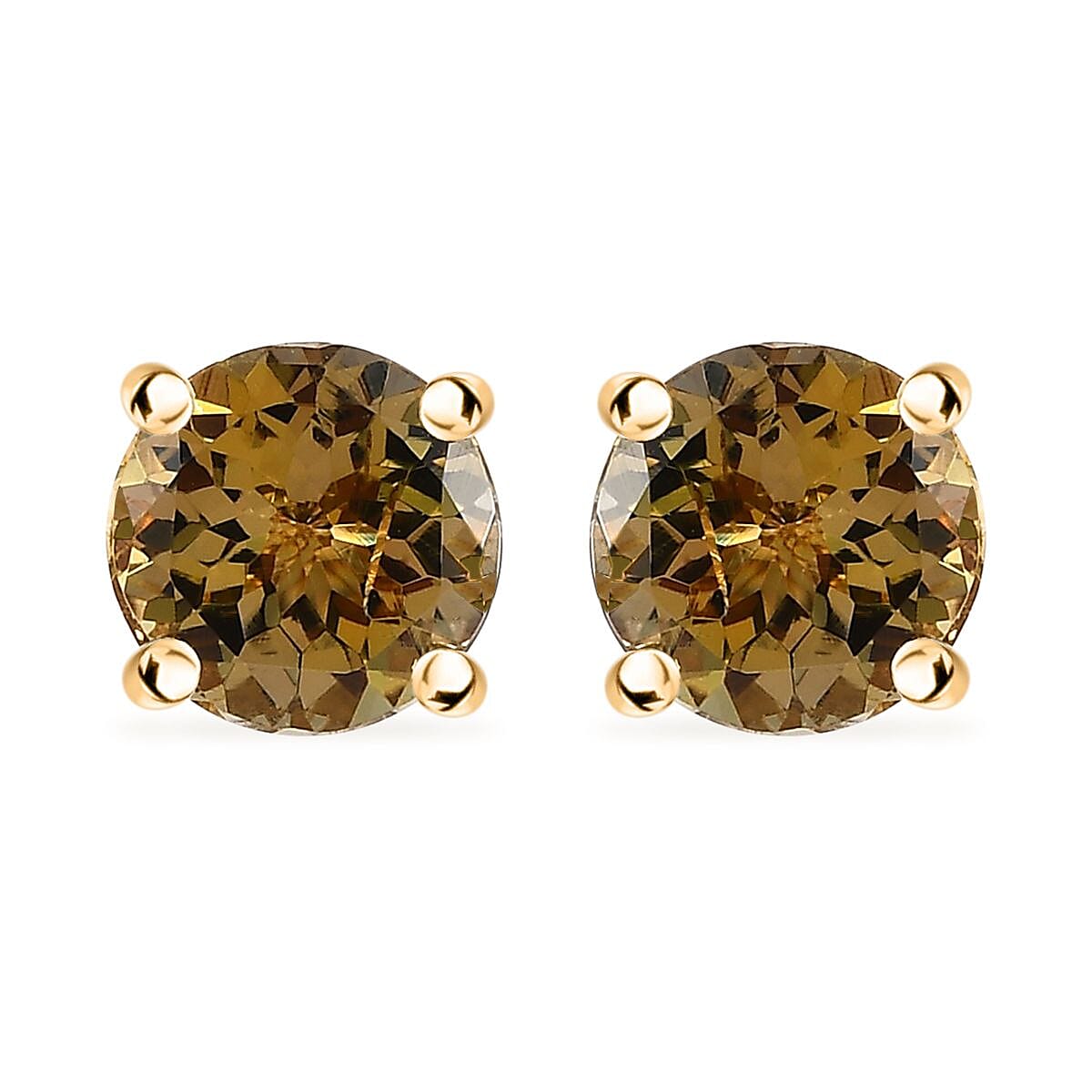 Luxoro 10K Yellow Gold Premium Golden Tanzanite Solitaire Stud Earrings 1.65 ctw