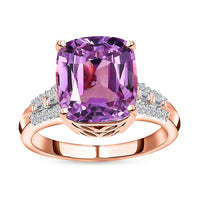 Luxoro 14K Rose Gold AAAA Patroke Kunzite and G-H I2 Diamond Ring 4.60 Grams 4.75 ctw