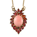 Premium Oregon Peach Opal and Mozambique Garnet Necklace 18 Inches in Vermeil Yellow Gold Over Sterling Silver 4.20 ctw - Sticky add to cart bar