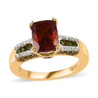 Premium Brazilian Cherry Citrine and Multi Gemstone Ring in Vermeil Yellow Gold Over Sterling Silver 3.80 ctw