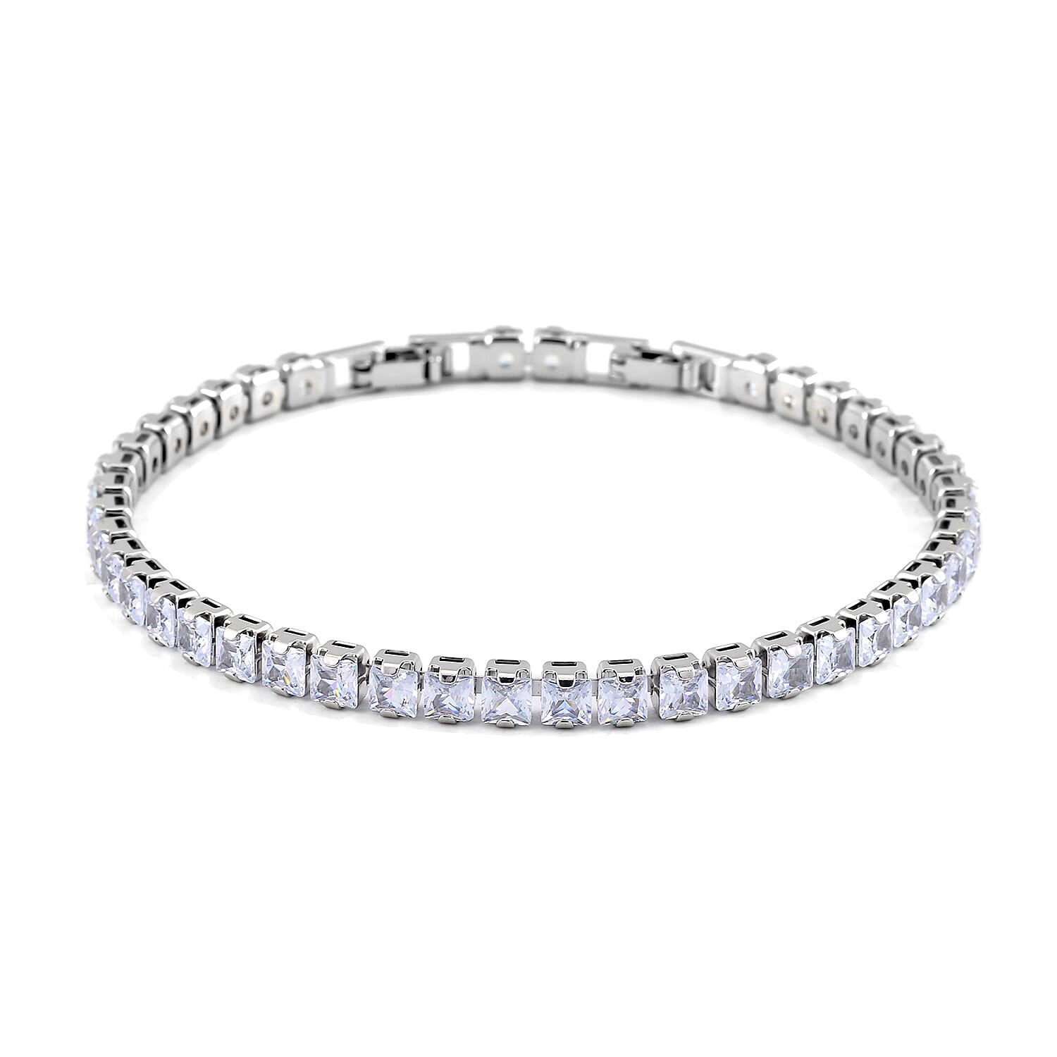Simulated Diamond Tennis Bracelet in Silvertone (7.50-8.50In)