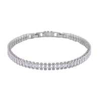 Simulated Diamond Tennis Bracelet in Silvertone (7.50-8.50In)