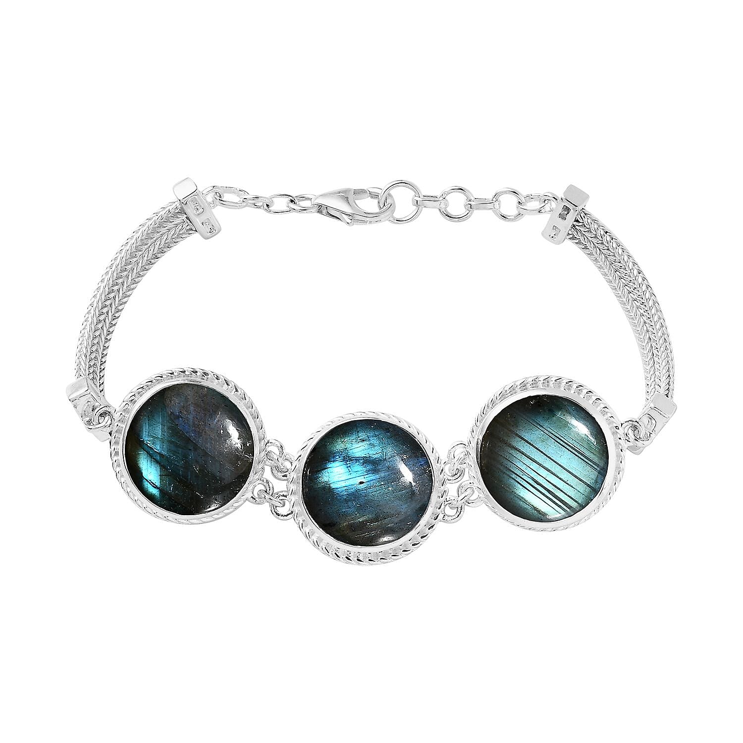 Doorbuster Artisan Crafted Malagasy Labradorite Bracelet in Sterling Silver (7.25-8.75In) 34.50 ctw