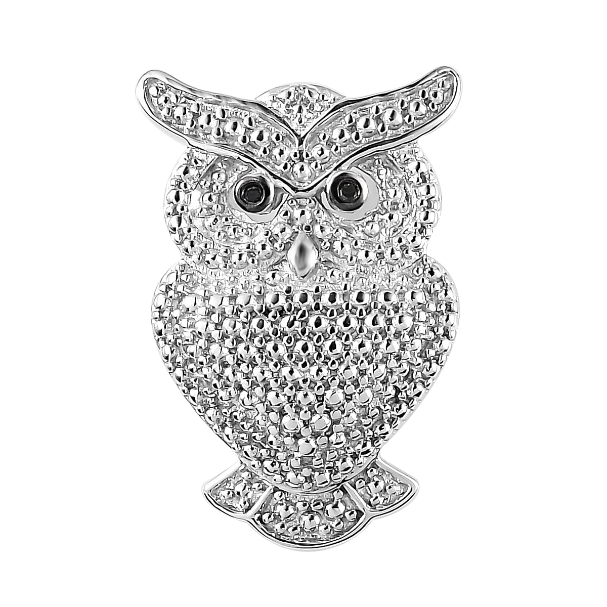Karis Black Diamond Accent Owl Pendant in Platinum Bond