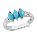 Sleeping Beauty Turquoise 3 Stone Ring in Stainless Steel (Size 10.0) 0.85 ctw - Sticky add to cart bar