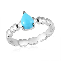 Sleeping Beauty Turquoise Solitaire Ring in Stainless Steel (Size 10.0) 0.65 ctw