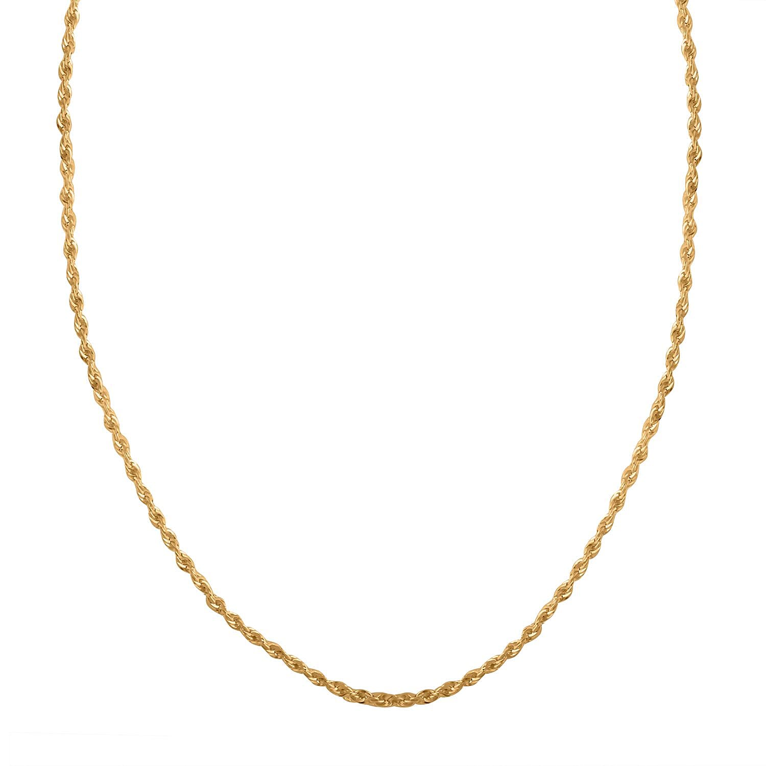 1.5mm Rope Chain Necklace in 18K Yellow Gold 24 Inches 2 Grams