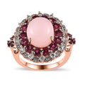 Premium Peruvian Pink Opal, Multi Gemstone Ring in Vermeil RG Over Sterling Silver (Size 7.0) 7.35 ctw - Sticky add to cart bar