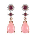 Peruvian Pink Opal and Multi Gemstone Dangling Earrings in Vermeil Rose Gold Over Sterling Silver 3.00 ctw - Sticky add to cart bar