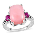 Premium Peruvian Pink Opal, African Ruby (FF) Ring in Platinum Over Sterling Silver (Size 10.0) 6.50 ctw - Sticky add to cart bar