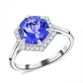 Certified & Appraised Rhapsody 950 Platinum AAAA Tanzanite and E-F VS Diamond Ring 5.68 Grams 3.00 ctw - Sticky add to cart bar