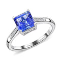 Certified & Appraised 950 Platinum AAAA Asscher Cut Tanzanite and E-F VS Diamond Ring 4.11 Grams 2.00 ctw - Sticky add to cart bar