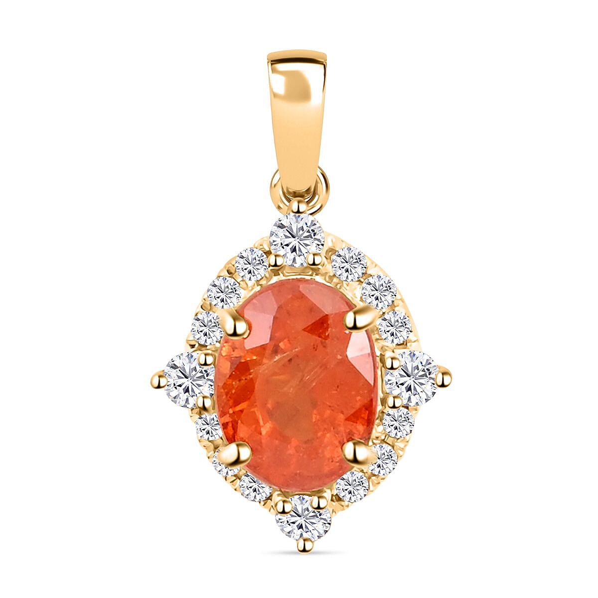 Certified and Appraised Luxoro 14K Yellow Gold AAA Nigerian Spessartite Garnet and G-H I2 Diamond Pendant 2.10 ctw