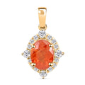 Certified and Appraised Luxoro 14K Yellow Gold AAA Nigerian Spessartite Garnet and G-H I2 Diamond Pendant 2.10 ctw - Sticky add to cart bar