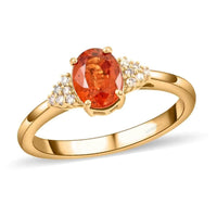 Luxoro Certified and Appraised AAA Nigerian Spessartite Garnet Ring, G-H I2 Diamond Accent Ring, 14K Yellow Gold Ring, Engagement Ring For Her 2.00 ctw