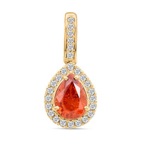 Certified and Appraised Luxoro 14K Yellow Gold AAA Nigerian Spessartite Garnet and G-H I2 Diamond Pendant without Chain 1.75 ctw