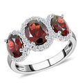 14K White Gold Red Zircon and Diamond Trilogy Halo Ring 4.30 Grams 4.85 ctw (Del. in 10-12 Days) - Sticky add to cart bar