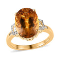 Doorbuster Premium Brazilian Heliodor and Diamond Ring in Vermeil Yellow Gold Over Sterling Silver (Size 10.0) 5.20 ctw - Sticky add to cart bar